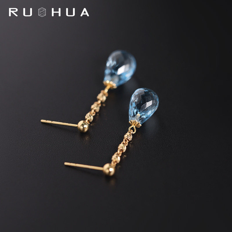 若华珠宝飘雨 #托帕石流苏耳环女正品黄18K金短款彩宝耳线礼品,珠宝/钻石/翡翠,耳饰,淘宝优惠券,粉丝福利购,淘宝优惠卷