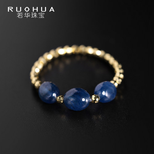 若华蓝宝石18K金弹力戒指