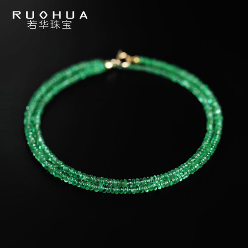 若华18K金祖母绿彩宝项链