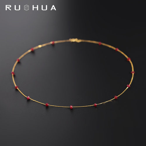 若华珠宝宏卿刻面项链黄18K金女