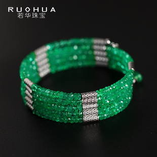 若华珠宝十里 多戴颈饰项链 哥伦比亚祖母绿手串18K金材质女一款