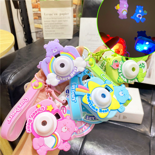 正版Care Bears爱心小熊投影相机钥匙扣2024年新款学生书包挂件女