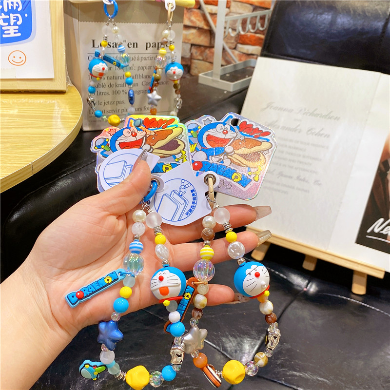 正版哆啦A梦串珠闪闪手机链