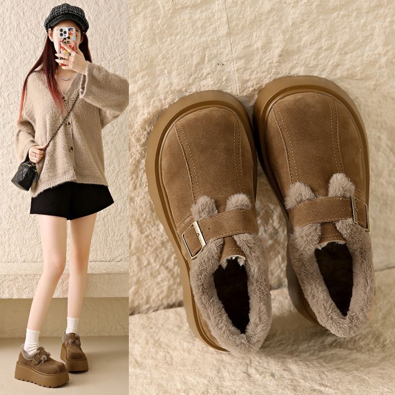 厚底增高勃肯鞋女款2025冬季爆款加绒加厚保暖雪地靴时尚毛毛棉鞋