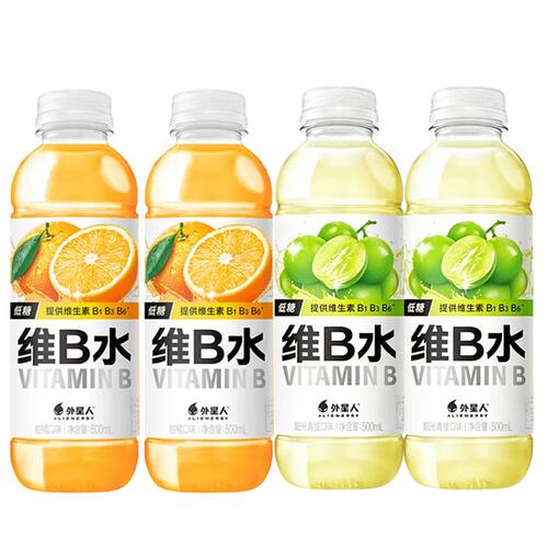 秒杀-元气森林外星人维B水柑橘口味阳光青提口味饮料500mL*2瓶装