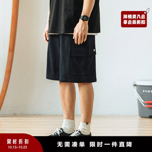 714street工装短裤男夏季潮牌休闲运动裤宽松美式五分裤针织卫裤