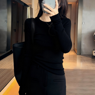 春装女款2026年新款圆领针织衫薄款毛衣女显瘦羊毛打底衫气质上衣