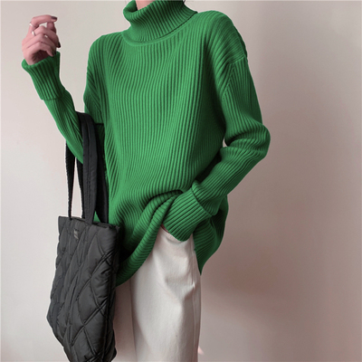 秋冬针织高领毛衣慵懒套头