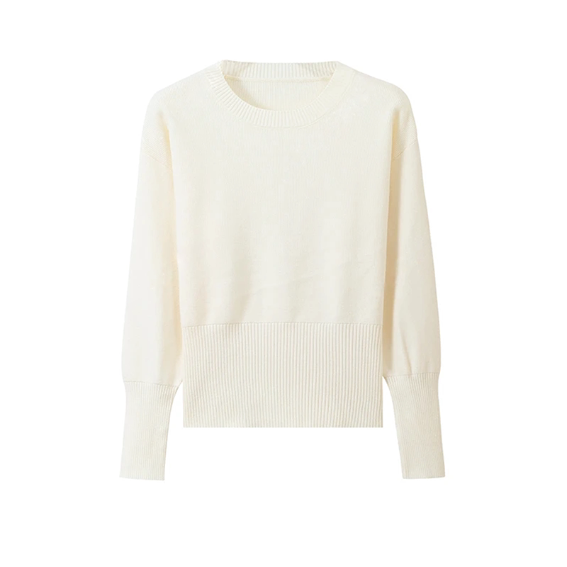 韩系简约风圆领套头针织衫女修身显瘦百搭温柔慵懒风毛衣打底衫女
