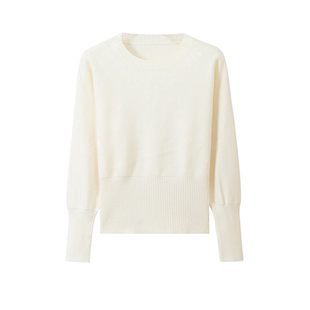 女 显瘦百搭温柔慵懒风毛衣打底衫 韩系简约风圆领套头针织衫 女修身