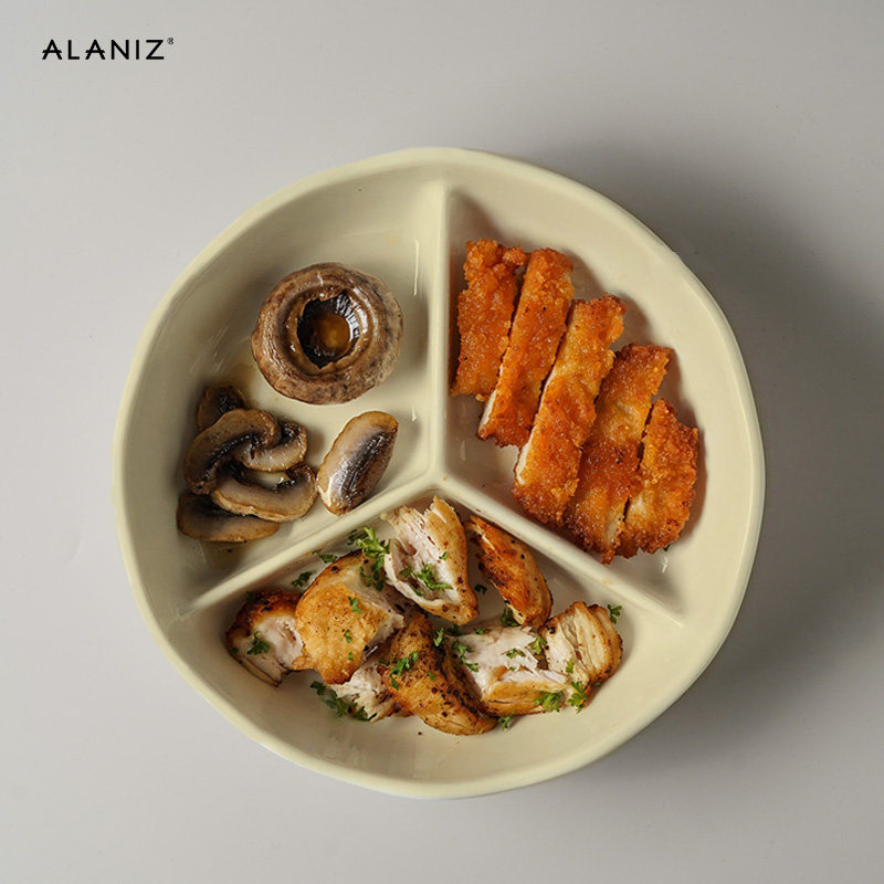 alaniz分格盘211减脂餐盘陶瓷一人食早餐盘减肥饭盒定量分隔盘子