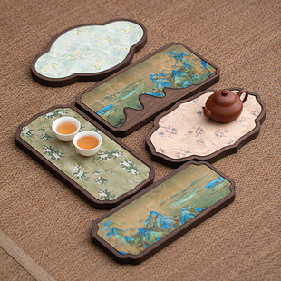 胡桃木色干泡台茶席套装小型实木茶盘茶台茶具茶托盘壶承干泡盘