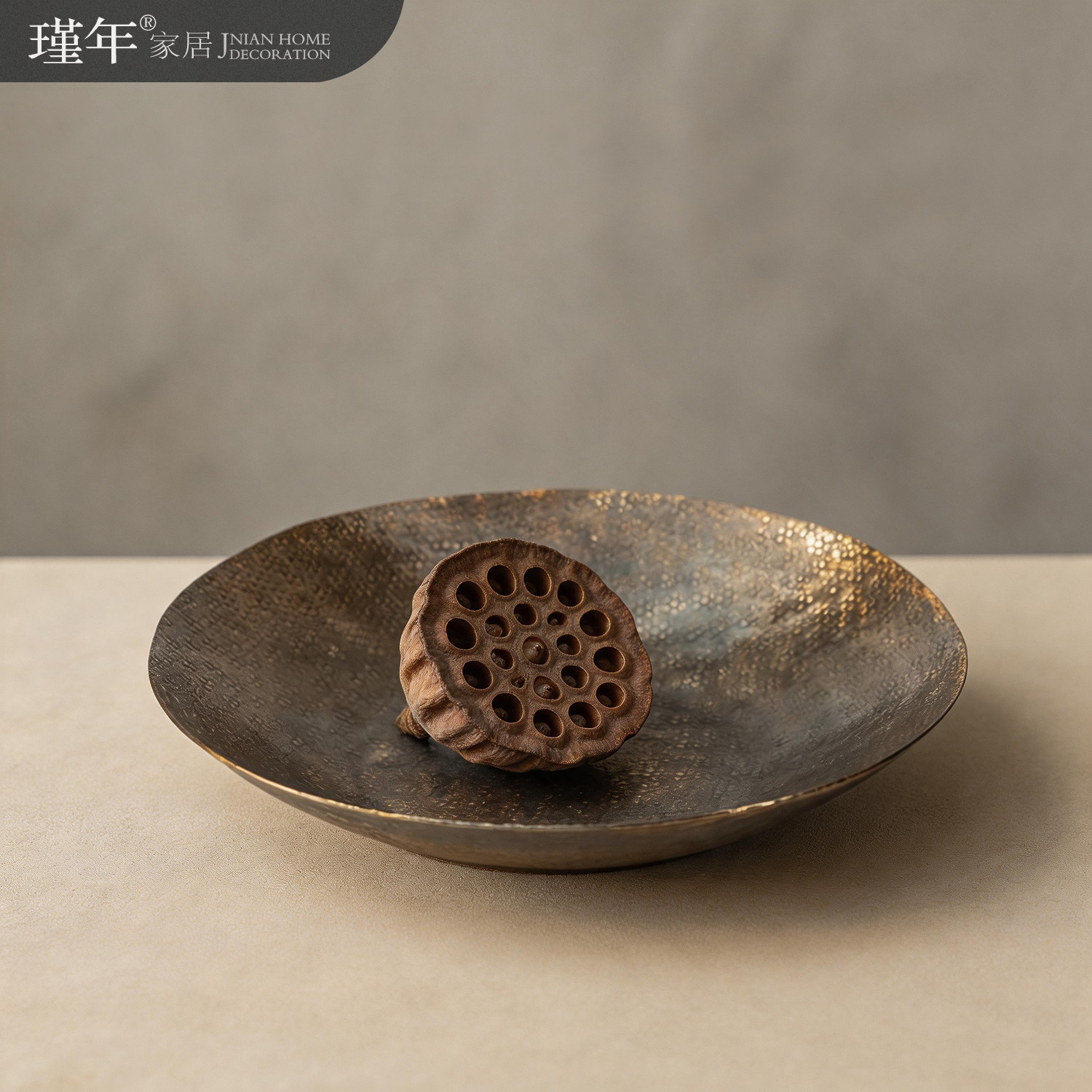 印度进口铝制托盘复古怀旧金属圆形大托盘中古风果盘高端收纳盘子
