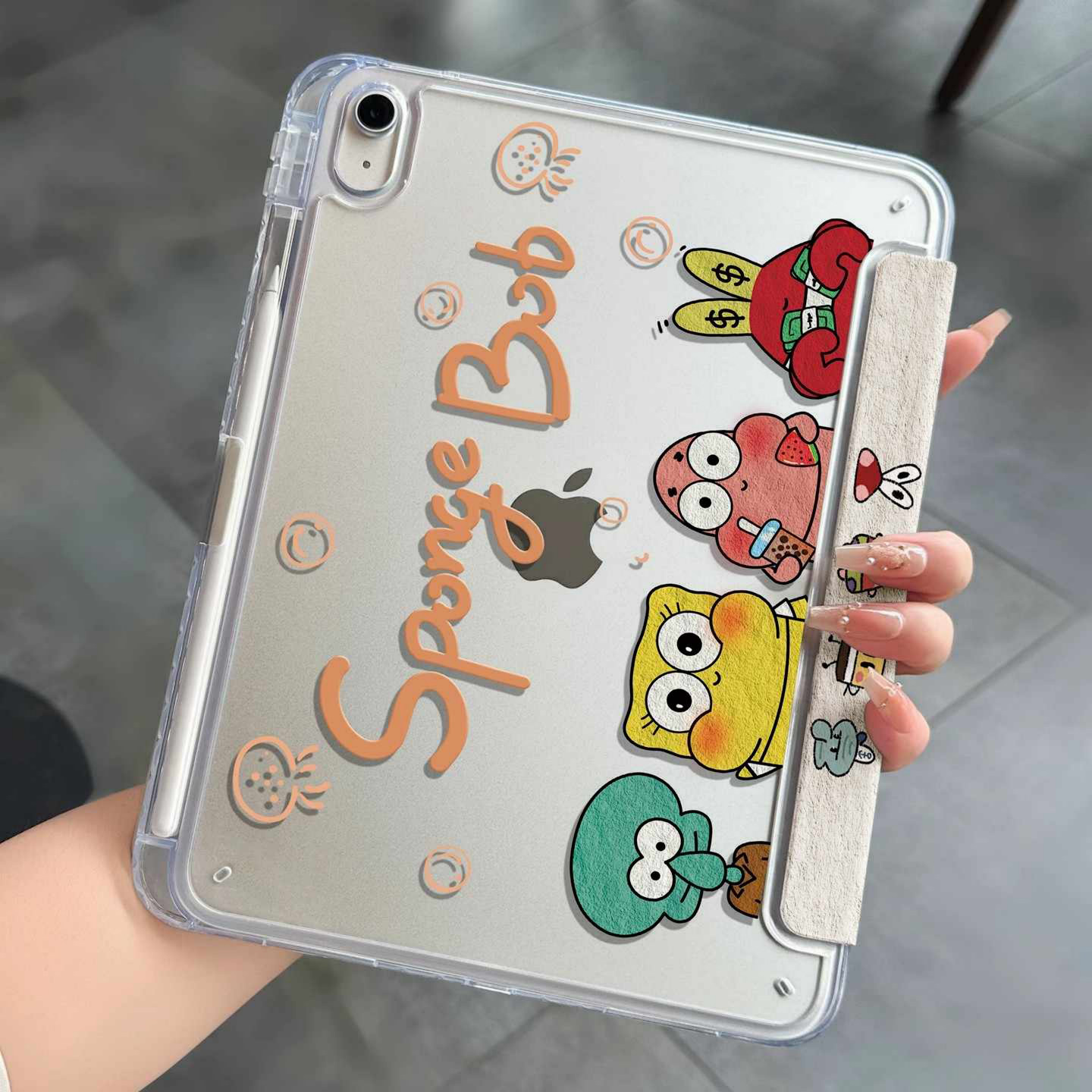 适用ipad11平板保护壳air7/5保护套2025新款mini6/7亚克力pro11寸带笔槽A16苹果8/9十代外壳10.2防弯海绵宝宝