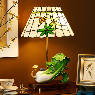 T214中式 饰灯 国风百财复古台灯全铜古风实木书房餐厅灯客厅家用装