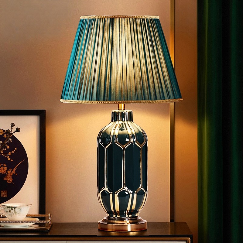 美式复古陶瓷台灯欧式简约客厅装饰台灯古典酒店样板房卧室床头灯