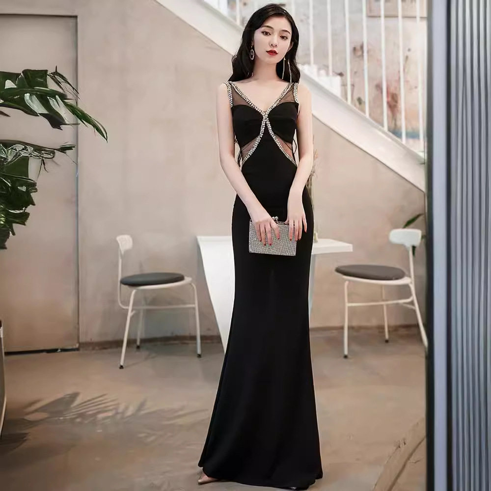 鱼尾黑色显瘦晚礼服吊带高腰长裙法式修身婚礼连衣裙约会高级宴会,女装/女士精品,礼服/晚装,淘宝优惠券,粉丝福利购,淘宝优惠卷