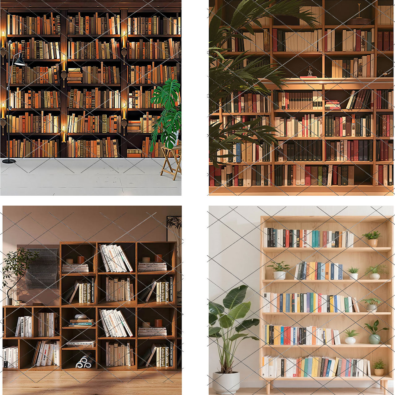 直播间背景墙布书橱背景布书架背景布知识分享直播背景布3D立体直播