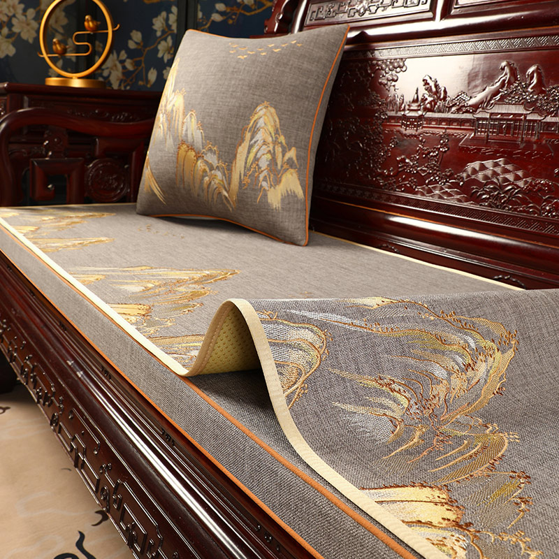红木沙发坐垫套罩新中式罗汉床垫盖巾四季通用实木沙发垫盖布定制