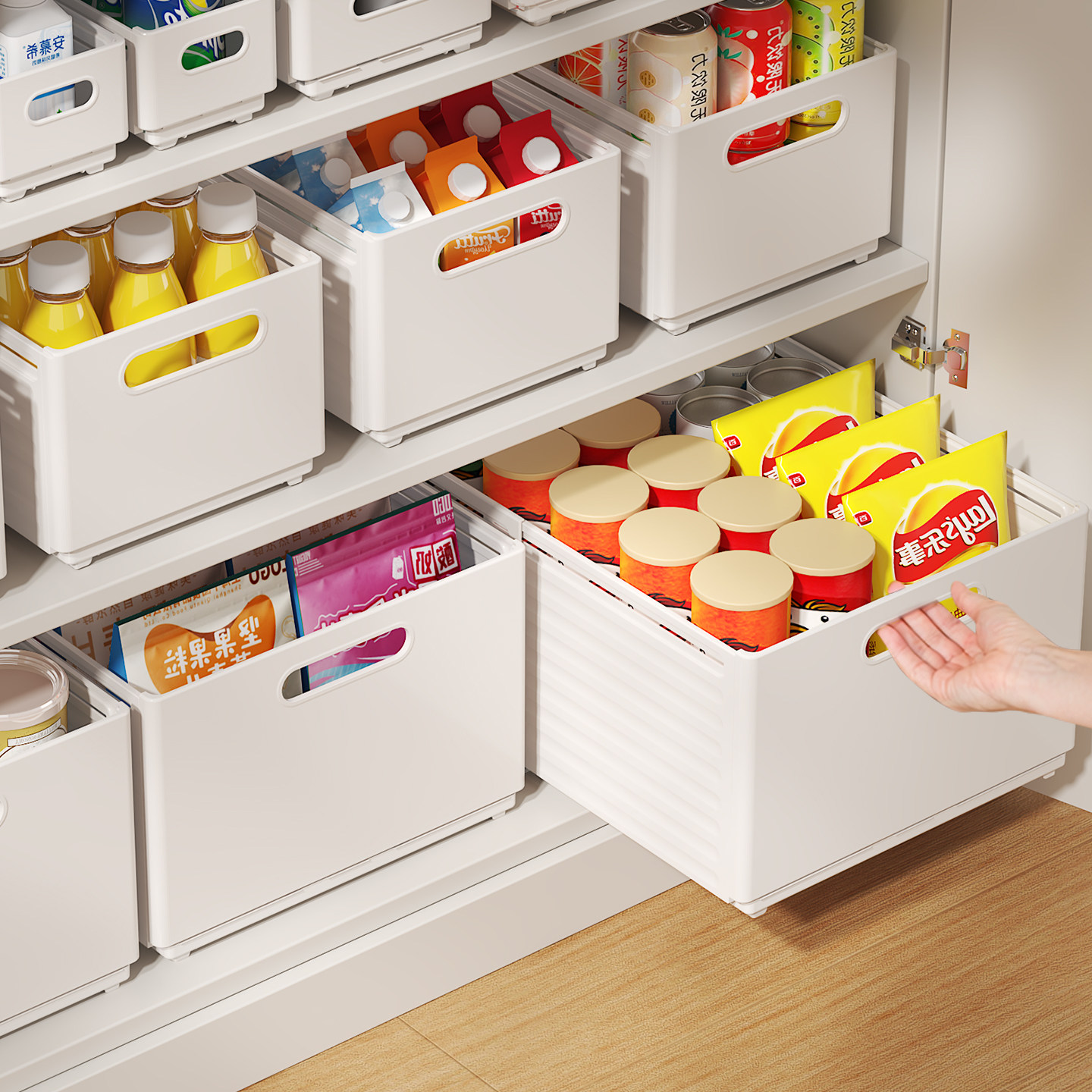 日本零食收纳盒可伸缩橱柜桌面杂物整理盒抽屉长方形厨房储物盒子,收纳整理,桌面收纳盒,淘宝优惠券,粉丝福利购,淘宝优惠卷