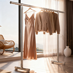 不锈钢落地折叠家用晾衣架阳台可伸缩凉衣杆晒衣服的架子挂衣架式