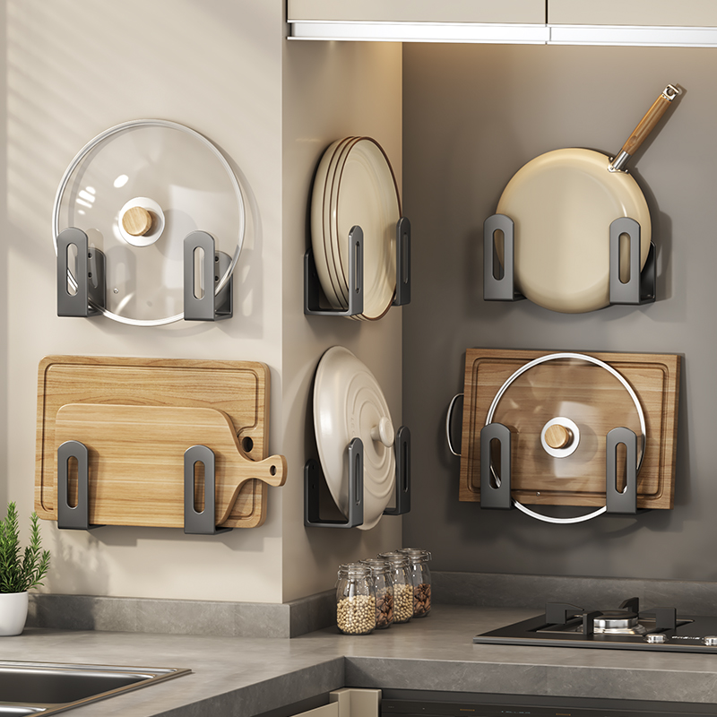 不锈钢锅盖架免打孔厨房多功能置物架菜板砧板墙上壁挂式收纳神器