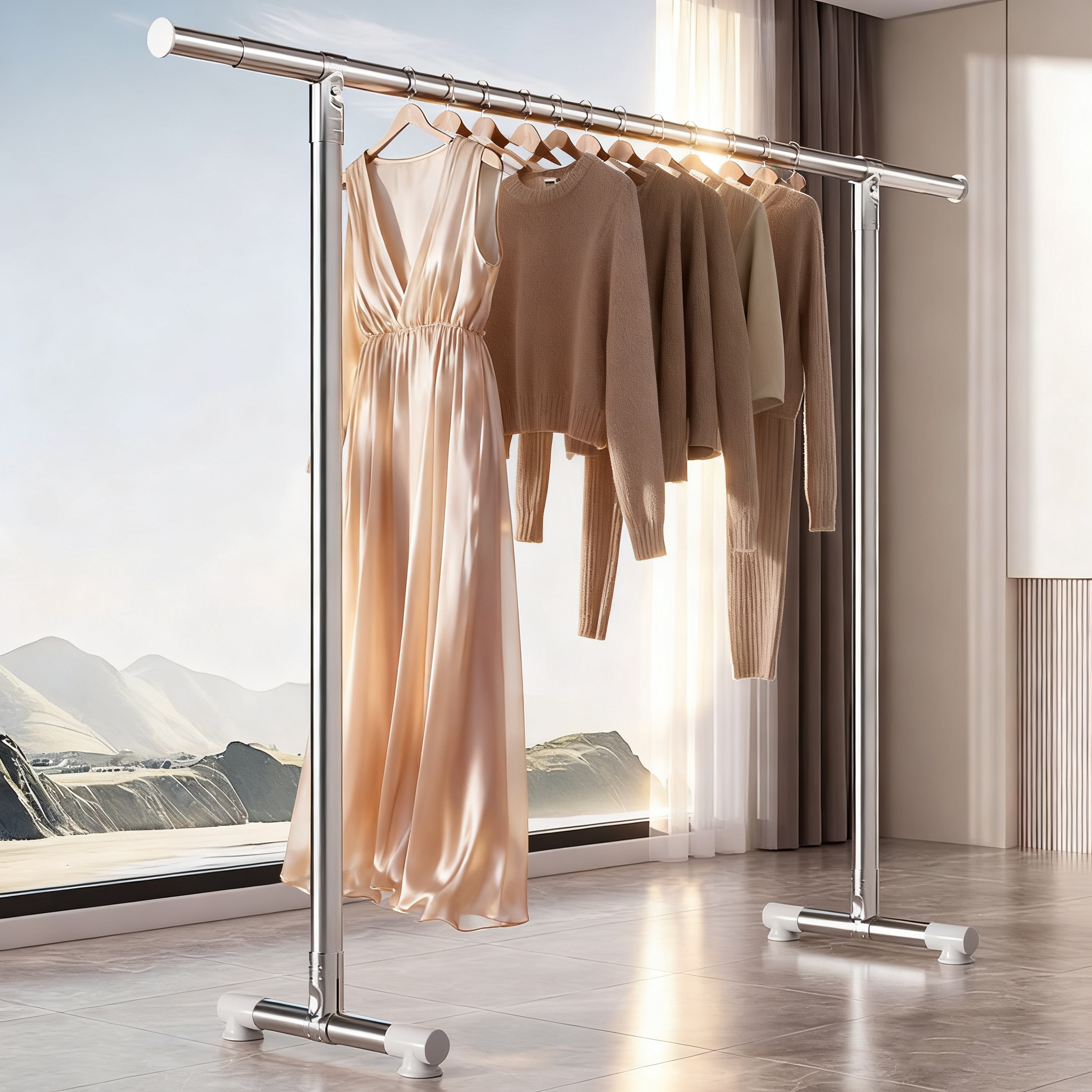 晾衣架家用阳台可伸缩晒衣服架子