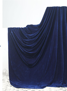 藏青色绒布藏蓝色舞台幕布背景布深蓝色金丝绒桌布拍照背景布料
