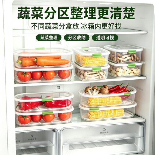 主妇冰箱葱姜蒜沥水保鲜盒