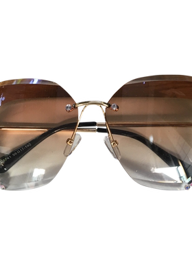 无框镶钻太阳眼镜女渐变镜片个性墨镜优雅大气时尚潮流款