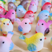 创意仿真迷你彩色小鸟摆件园艺植物微缩小动物模型苔藓微景观装 饰