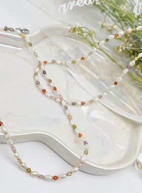 天然克旭珍珠项链多巴胺彩色颈链