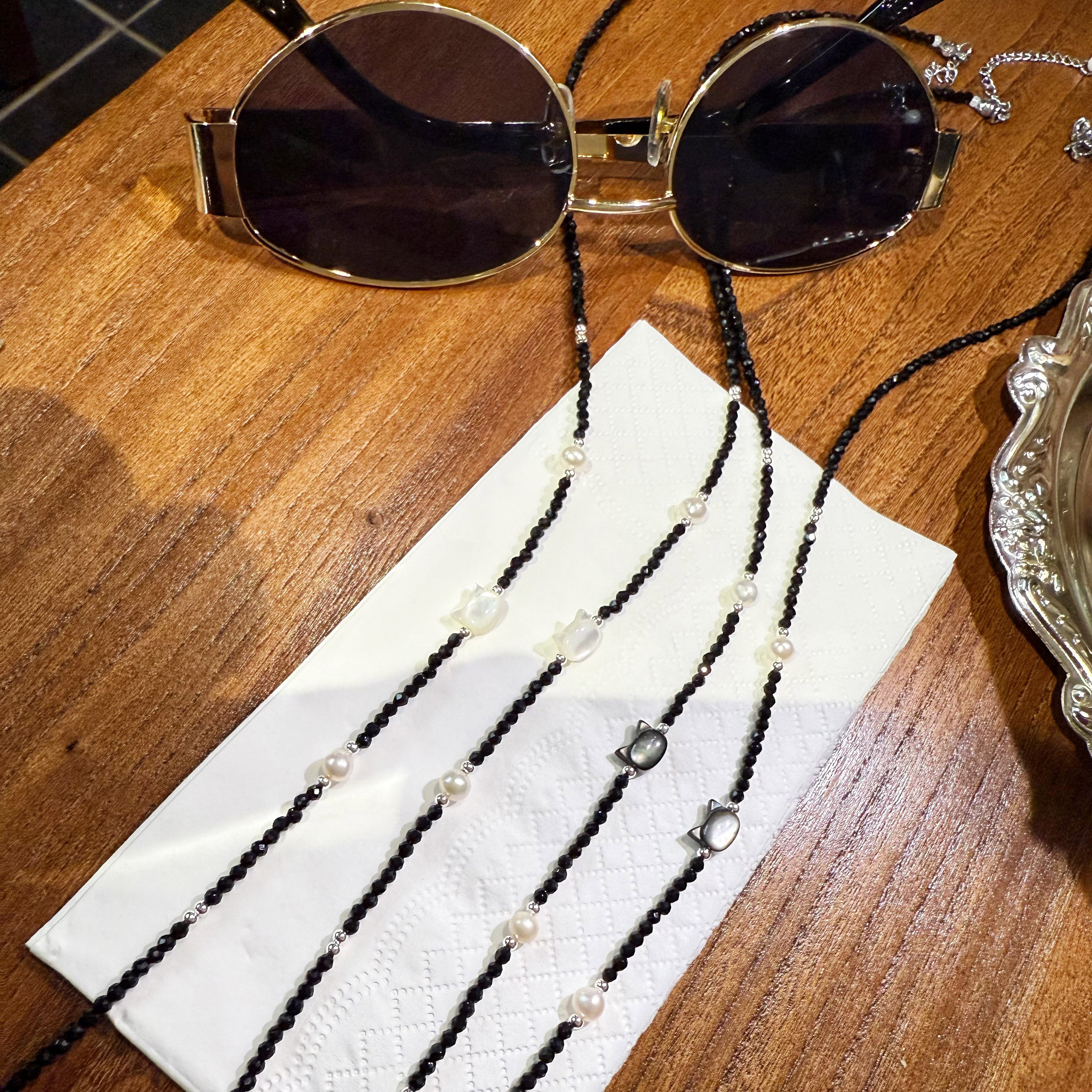 原创设计小猫天然珍珠贝母项链