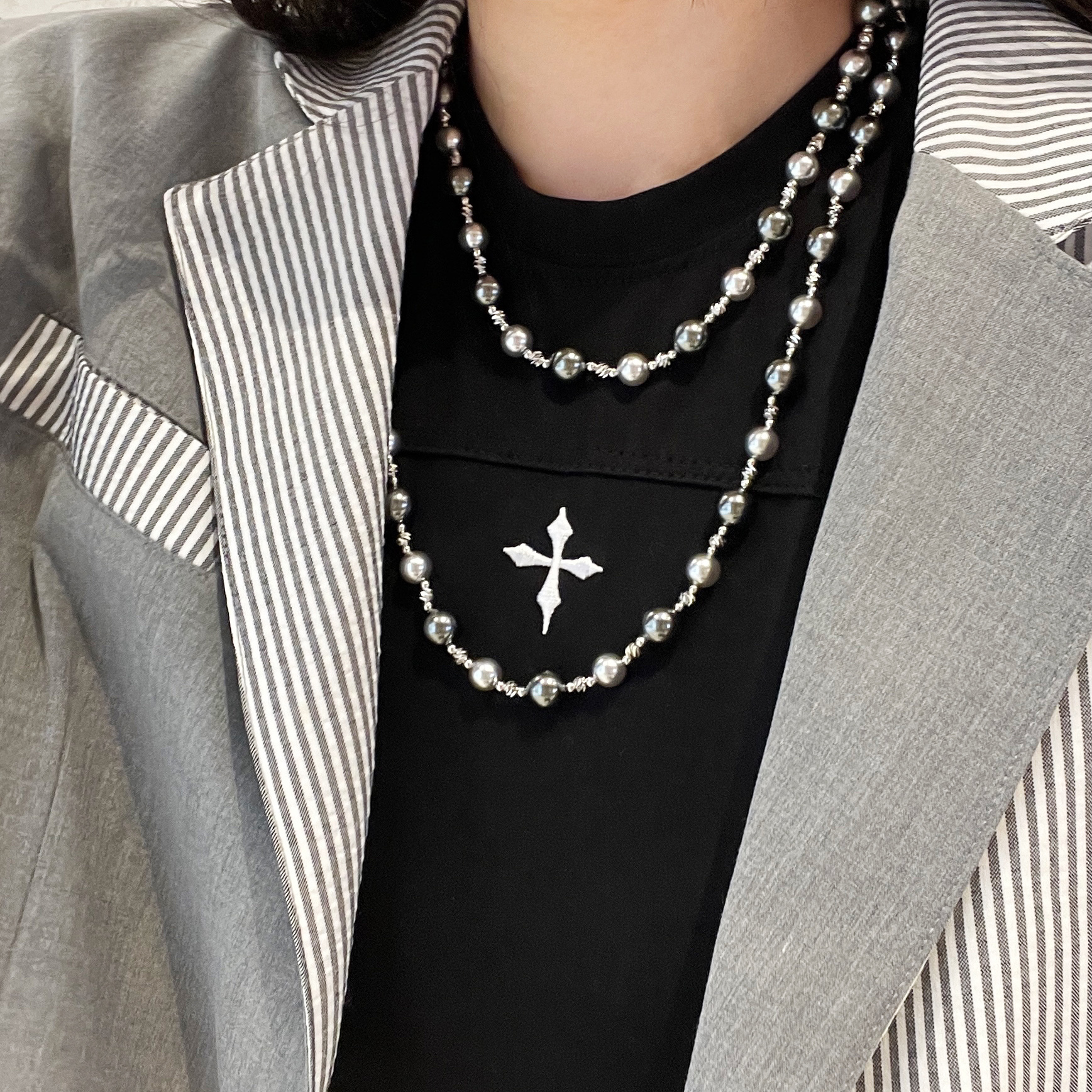 施家珍珠长链倪妮同款项链毛衣链