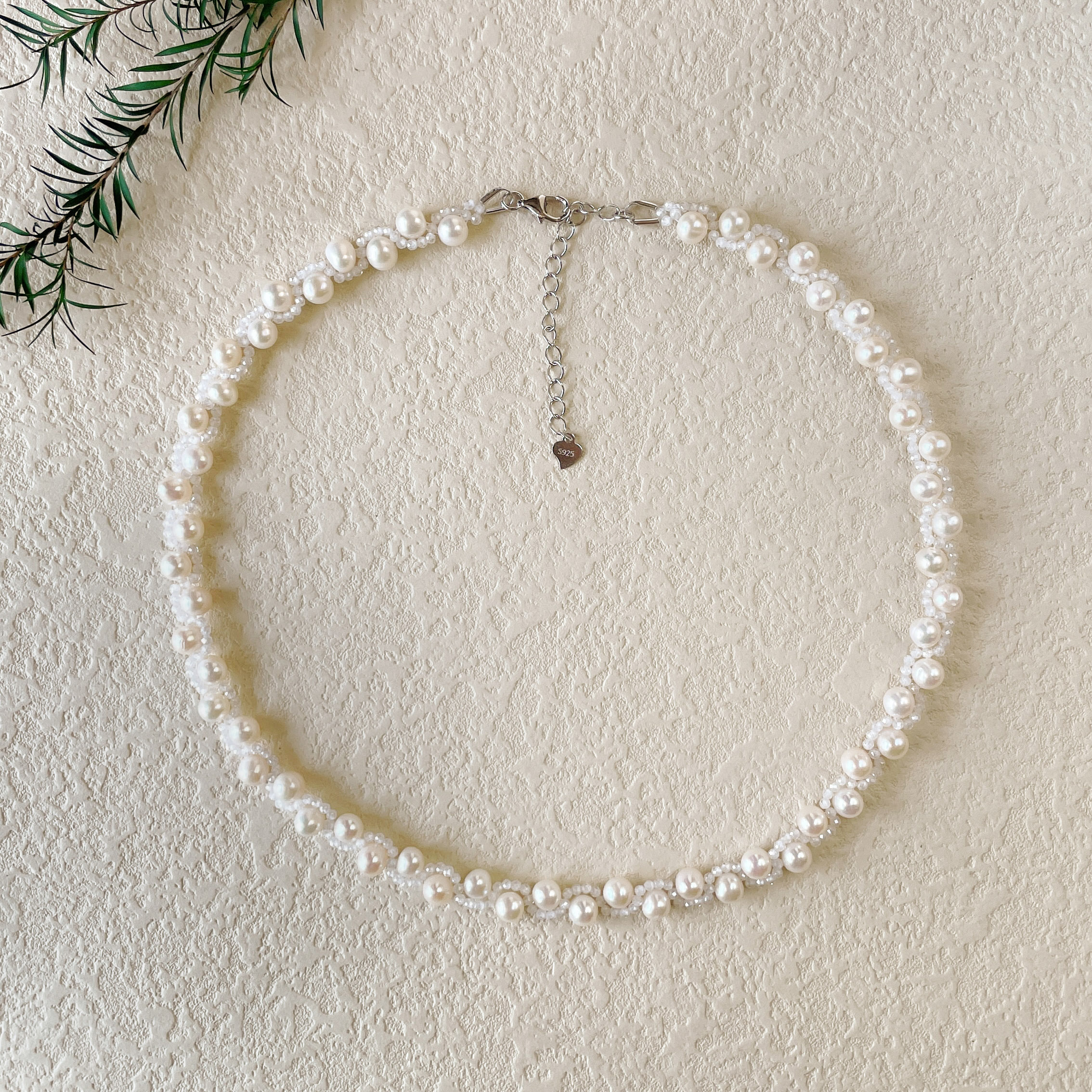 天然珍珠手工编织项链遮疤痕颈链