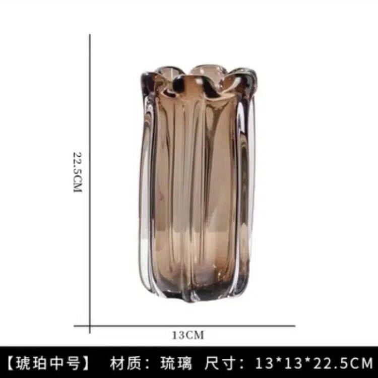 轻奢琉璃花瓶琥珀色玄关摆件现代简约客厅餐桌样板房花器装饰艺术,家居饰品,花瓶,淘宝优惠券,粉丝福利购,淘宝优惠卷