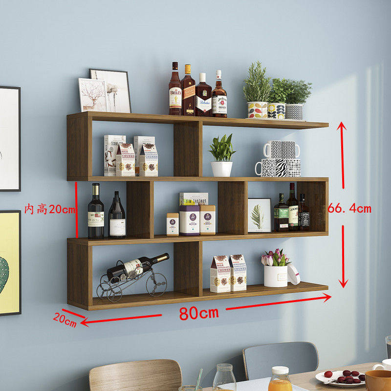 书架墙上置物架柜简约墙面隔断木板办公室装饰卧室客厅挂墙式壁柜