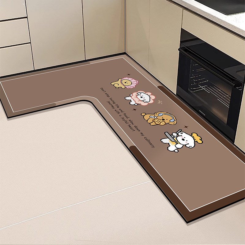 卡通厨房专用地垫吸水垫防滑吸油耐脏L形脚垫可擦免洗家用硅藻泥