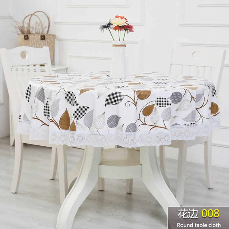 加厚圆桌布环保加绒塑料大圆形餐桌布圆台布PVC桌布防水防油免洗