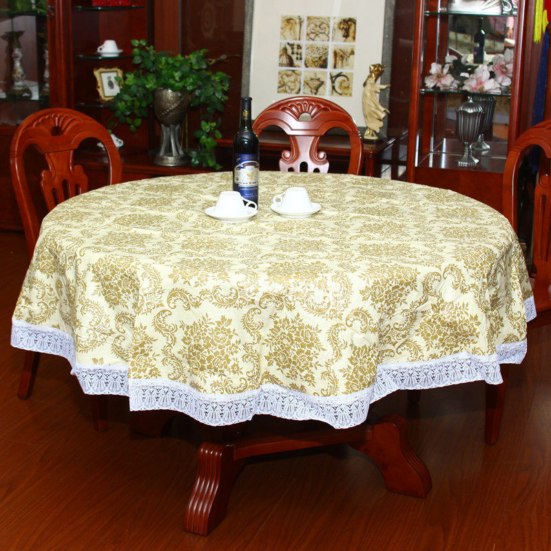 防水大圆桌布圆形餐桌布田园家用酒店饭店塑料台布PVC防油免洗