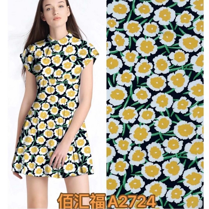 271-5新花色2024年绵绸布料印花服装面料凉爽连衣裙清新条纹棉绸
