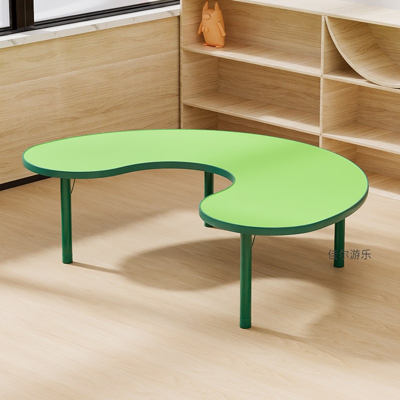 幼儿园桌椅儿童月亮桌早教培训班绘画学习桌升降加大多人月牙桌子