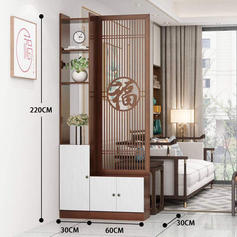 新中式家用屏风门口带换鞋凳一体入户玄关柜客厅间厅柜沙发隔断柜