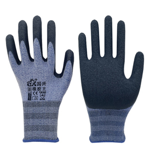 国兴橡胶王超细皱纹耐磨防滑建筑工地浸胶防护劳保手套胶皮透气