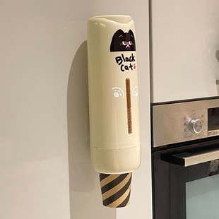 免打孔高颜值防尘纸杯架收纳架子 可爱一次性杯子取杯器家用壁挂式