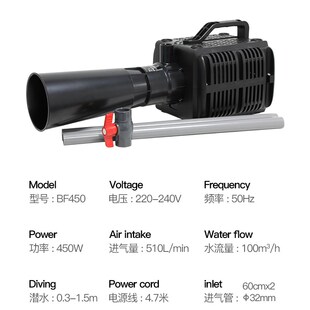 鱼池增氧泵鱼塘增氧机炮大功率养殖池造浪推水器大流量爆氧泵