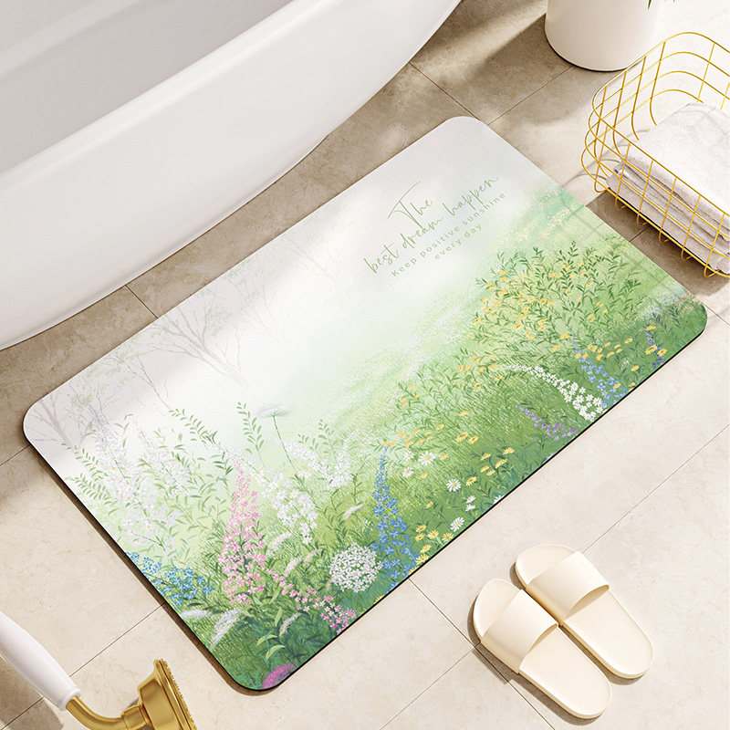 油画进门地垫入户门垫硅藻泥浴室防滑卫浴速干软垫可裁剪吸水脚垫,居家布艺,家用脚垫,淘宝优惠券,粉丝福利购,淘宝优惠卷