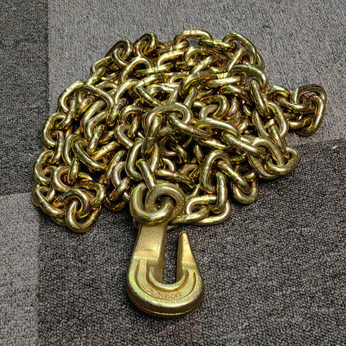 叉车起重钢链条金色弯钩吊链飞机链卡链吊勾大梁校正钣金链条抓钩