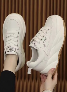 内增高小白鞋女2025春春夏新款灰色老爹鞋厚底松糕板鞋百搭休闲鞋
