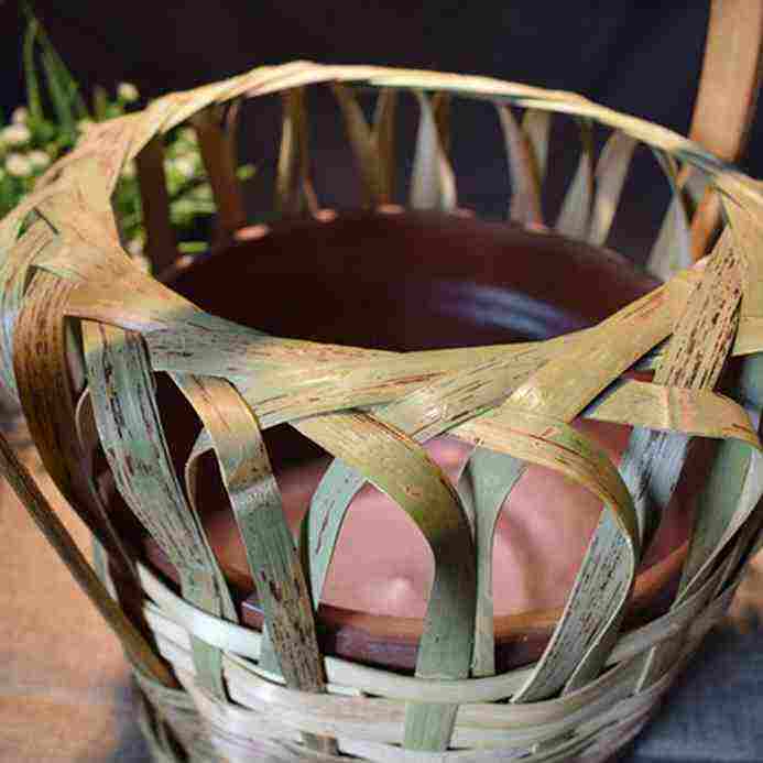 新款竹编复古老式烤火笼取暖烘火篮炭火兜老人手提怀炉烘笼子婚嫁